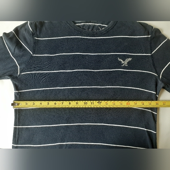 American Eagle Outfitters men's navy blue stripe long sleeve top size M - Picture 5 of 8
